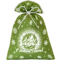 Сладкий новогодний подарок Мешочек из фетра зеленый 1000 грамм премиум
